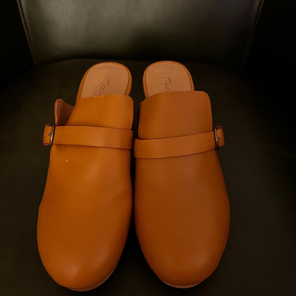 Madewell Tan Leather Mule Clogs